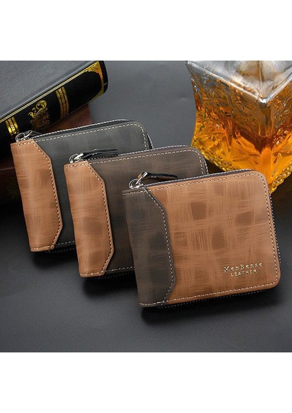 Erkek Deri Cüzdan Rahat Fermuar Erkek Cüzdan Kart Tutucu Küçük Cüzdan Erkek Suni Deri Çanta Bozuk Para Cüzdanı Cartera Hombre (Yurt Dışından)