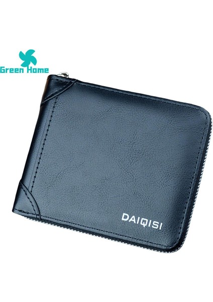 Yeşil Ev Erkek Çanta Kısa Retro Nedensel Erkek Para Çantası Kimlik Kartı Tutucu (Yurt Dışından)