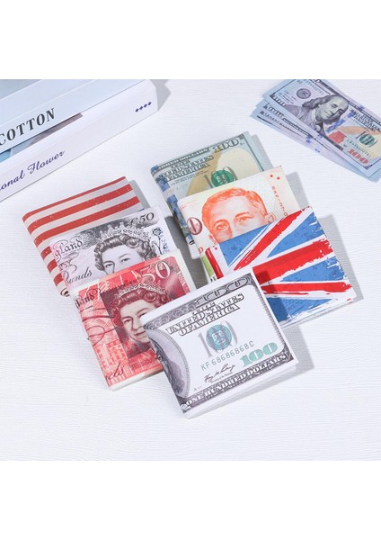 Moda Ince Erkek Cüzdan Katlanır Pound Dolar Baskı Çanta Pu Para Notları Desen Kımlık Kartı Tutucu Kısa Cüzdan Bozuk Para Cüzdanı (Yurt Dışından)