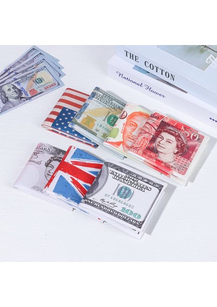 Moda Ince Erkek Cüzdan Katlanır Pound Dolar Baskı Çanta Pu Para Notları Desen Kımlık Kartı Tutucu Kısa Cüzdan Bozuk Para Cüzdanı (Yurt Dışından) fiyatları