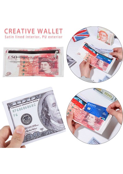 Moda Ince Erkek Cüzdan Katlanır Pound Dolar Baskı Çanta Pu Para Notları Desen Kımlık Kartı Tutucu Kısa Cüzdan Bozuk Para Cüzdanı (Yurt Dışından) indirimleri