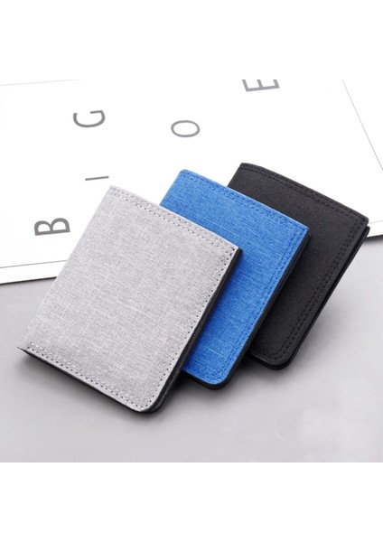 Tuval Erkek Cüzdan Kartlıklı Cüzdan Erkek Para Çantası Kısa Kimlik/fotoğraf Tutucu 2022 Düz Renk Erkek Bozuk Para Cüzdanı Kredi Kartı Kılıfı Çantası (Yurt Dışından)