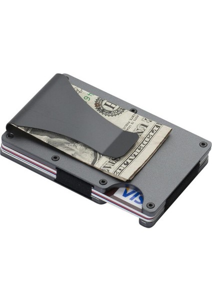 Erkek Minimalist Ince Cüzdan - Rfıd Engelleme Ön Cep Kredi Kartı Tutucu - Para Klipsli Alüminyum Metal Küçük Erkek Cüzdan (Yurt Dışından) fiyatları
