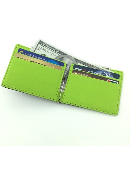 Yeni Moda Erkek Deri Kredi Kartı Cüzdan Ince Para Klip Basit Tasarım Erkekler Bifold Çanta Metal Kelepçe ile Ince Nakit Tutucu (Yurt Dışından)