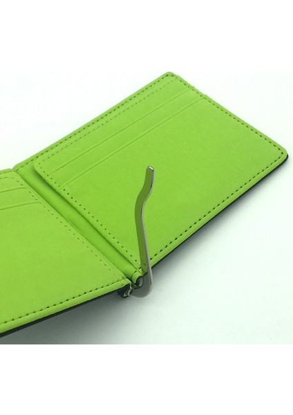 Yeni Moda Erkek Deri Kredi Kartı Cüzdan Ince Para Klip Basit Tasarım Erkekler Bifold Çanta Metal Kelepçe ile Ince Nakit Tutucu (Yurt Dışından)