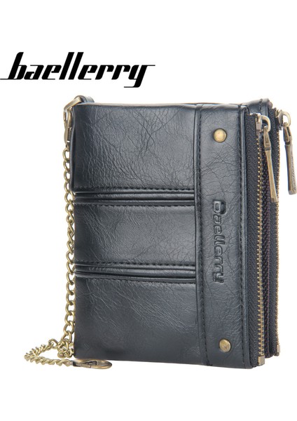 Baellerry Erkek Kısa Cüzdan Avrupa ve Amerika Dikey Çift Fermuarlı Toka Cüzdan Retro Bozuk Para Cüzdanı Kart Çantası Erkekler (Yurt Dışından) fiyatları