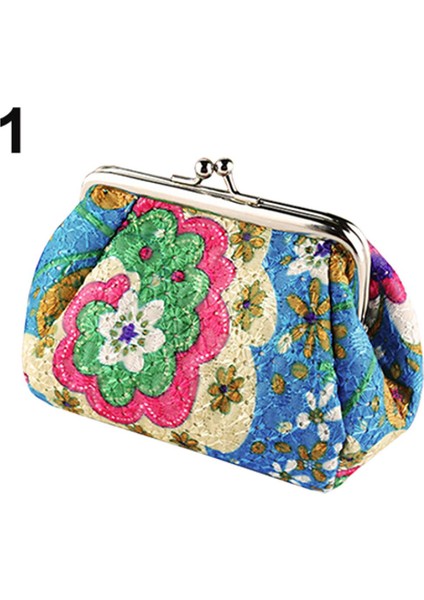 Microgood Kadın Moda Sevimli Çiçekler Işlemeli Kılıf Cüzdan Kart Anahtarları Kese Bozuk Para Cüzdanı (Yurt Dışından)