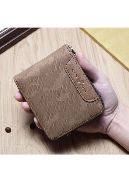 Yeni Erkek Kısa Cüzdan Kısa Kamuflaj Fermuarlı Iş Büyük Kapasiteli Cüzdan (Yurt Dışından) modelleri