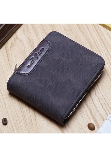 Yeni Erkek Kısa Cüzdan Kısa Kamuflaj Fermuarlı Iş Büyük Kapasiteli Cüzdan (Yurt Dışından) indirimleri