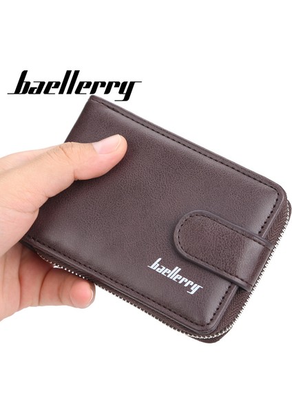 Baellerry Kart Çantası Erkek Avrupa ve Amerika Ehliyet Çok Fonksiyonlu Toka Bozuk Para Cüzdanı Gençlik Yatay Fermuarlı Org Çantası (Yurt Dışından)