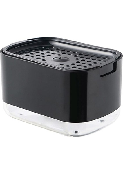 Black-2ın1 Taşınabilir Bulaşık Sabunu Dispenseri Sıvı Sabun Pompası Konteyner Deterjan Pres Kutusu Sünger Mutfak Banyo Yıkama Aksesuarı (Yurt Dışından)