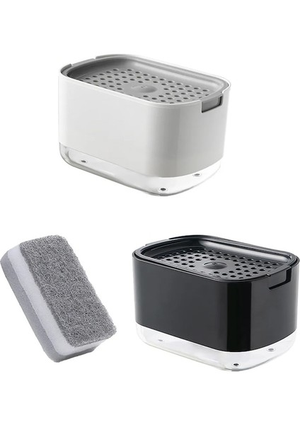 Black-2ın1 Taşınabilir Bulaşık Sabunu Dispenseri Sıvı Sabun Pompası Konteyner Deterjan Pres Kutusu Sünger Mutfak Banyo Yıkama Aksesuarı (Yurt Dışından) fiyatları