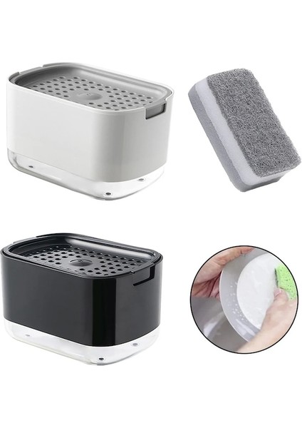 Black-2ın1 Taşınabilir Bulaşık Sabunu Dispenseri Sıvı Sabun Pompası Konteyner Deterjan Pres Kutusu Sünger Mutfak Banyo Yıkama Aksesuarı (Yurt Dışından) indirimleri