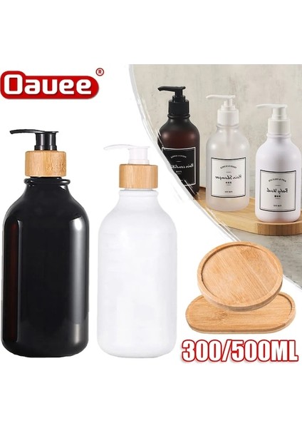 MATTE-BLACK-500ML-300/500ML Bambu Pompalı Bulaşık Sabunu Şişesi Mutfak Doldurulabilir Kavanoz Sıvı Sabunluk Dekor Için El Sabunu Losyon Kabı (Yurt Dışından)