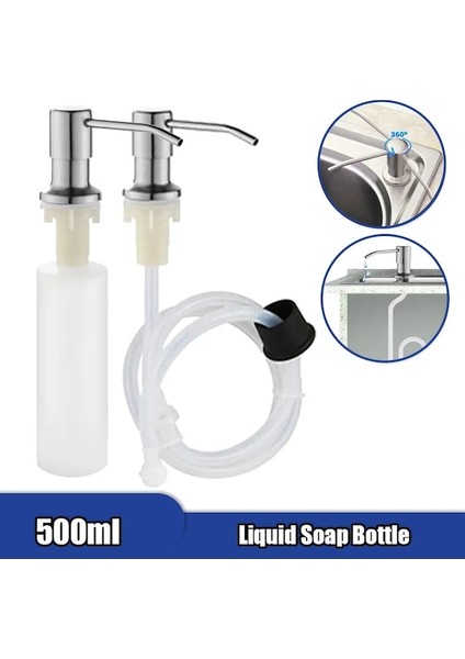 Tip3 Gümüş-Mutfak Lavabo Sabunluk 500 ml Sıvı Sabun Şişesi Lavabo Paslanmaz Çelik Kafa Ile Dahili Tasarım El Basın Dispenser Şişesi (Yurt Dışından) indirimleri