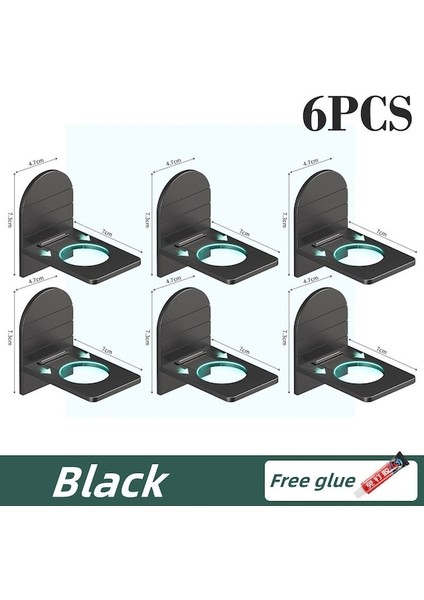 Black-6pcs-No-Punch Duvar Dikey Depolama Asılı Raf Duş Jeli El Temizleyici Tutucu Mutfak Duvara Monte Deterjan Asılı Raf (Yurt Dışından)