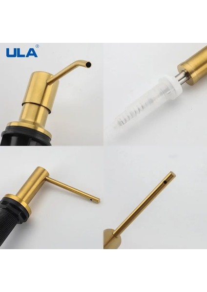 A61220GN-ULA Altın Mutfak Lavabo Sıvı Sabunluk Sıvı Sabun Şişesi Lavabo Montaj Paslanmaz Çelik Kafa El Basın Dağıtıcı Şişe (Yurt Dışından) indirimleri