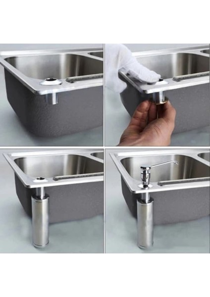 WHITE-300ML Mutfak Lavabo Sabunluk Siyah Abs Dağıtıcı Deterjan Sıvı Sabun Losyon Dispenserleri Paslanmaz Çelik Kafa (Yurt Dışından) modelleri