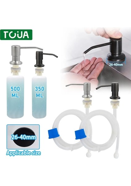 500ML Gümüş SET-500/350ML Mutfak Lavabo Sabunluk El Basın Sıvı Sabunluk Şişe Paslanmaz Çelik Bulaşık Sabunu Dispenseri Pompa Kafası (Yurt Dışından) fiyatları