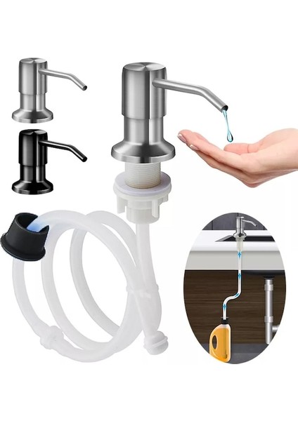 M Gümüş-Paslanmaz Çelik Sabunluk Uzatma Tüpü Kiti Mutfak Lavabo Sıvı Sabunluk Banyo Losyon Deterjan El Basın Pompaları (Yurt Dışından) fiyatları