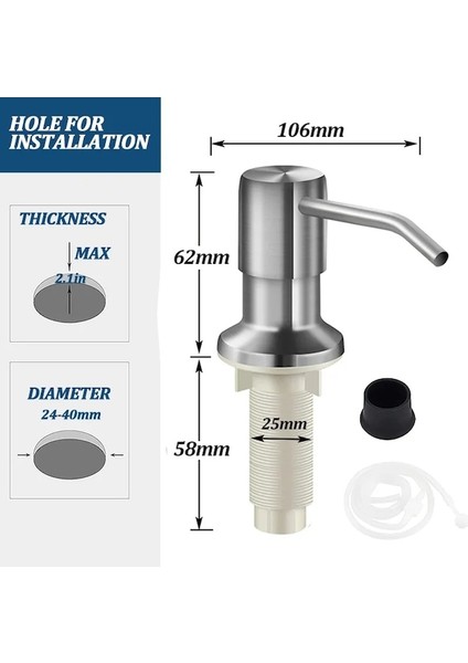 M Gümüş-Paslanmaz Çelik Sabunluk Uzatma Tüpü Kiti Mutfak Lavabo Sıvı Sabunluk Banyo Losyon Deterjan El Basın Pompaları (Yurt Dışından) modelleri