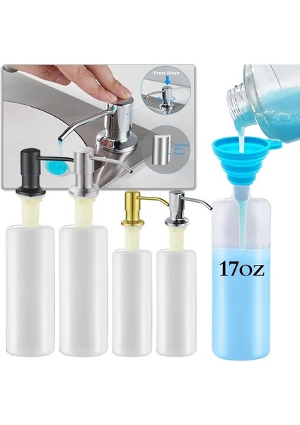 BOTTLE-500ML Mutfak Bulaşık Deterjanı Dispenseri Lavabo Sabunu Pompalı Dispenser Paslanmaz Çelik Dahili Deterjan Bulaşık Deterjanı Sıvı Kabı (Yurt Dışından) fiyatları