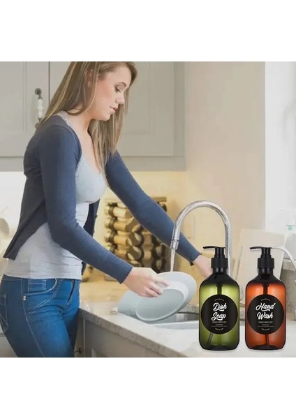 Su Geçirmez Etiketli Gri Bulaşık Sabunu Pompalı Dispenser Banyo Mutfak Doldurulabilir Şampuan Duş Jeli El Sabunu Alt Şişeleme Kabı (Yurt Dışından) modelleri