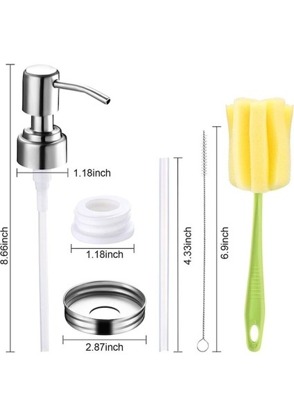 Paket Cam Turşu Kavanozu Sabunluk Kapakları Seti Paslanmaz Çelik Losyon Dispenseri Pompası Sabunluk Kapakları Pas Geçirmez Banyo (Yurt Dışından) fiyatları