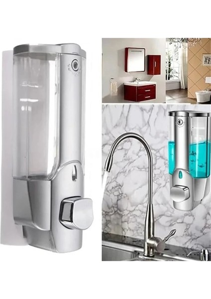 2 Kafa Gümüş-1/2 Adet 350ML Duvara Monte Şampuanlık Sabun Temizleyici Banyo Duş Jeli Deterjan Losyon Pompası Eylem El ve Ev Için (Yurt Dışından) modelleri