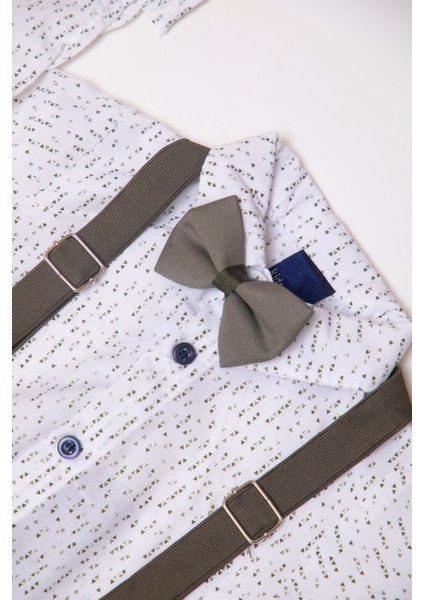 Dar Kalıp Erkek Bebek Haki Pantolon Gömlek Papyon Salopet Takım fiyatları