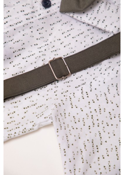 Dar Kalıp Erkek Bebek Haki Pantolon Gömlek Papyon Salopet Takım fırsatları