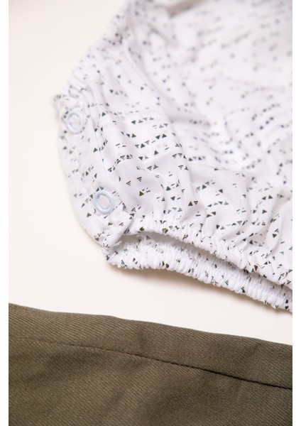 Dar Kalıp Erkek Bebek Haki Pantolon Gömlek Papyon Salopet Takım indirimleri