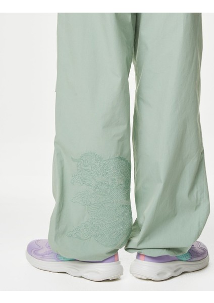Saf Pamuklu İşleme Detaylı Paraşüt Pantolon (6-16 Yaş) modelleri