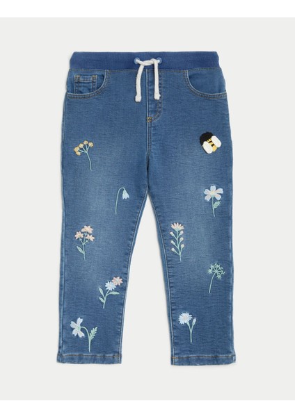Işleme Detaylı Jean Pantolon