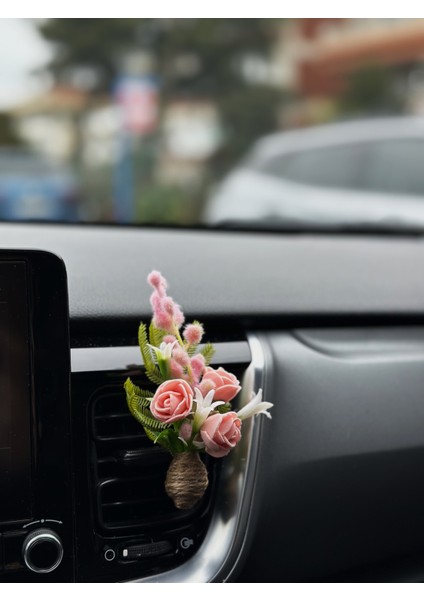 Oto Aksesuar/koku-Mini Buket Orta Pembe Peluş