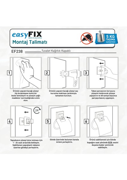 Easy Fix Kapaklı Tuvalet Kağıtlık