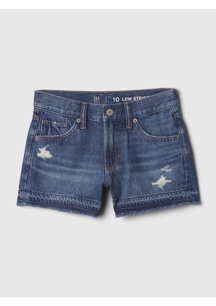 Kız Çocuk Koyu Mavi Low Rise Denim Şort