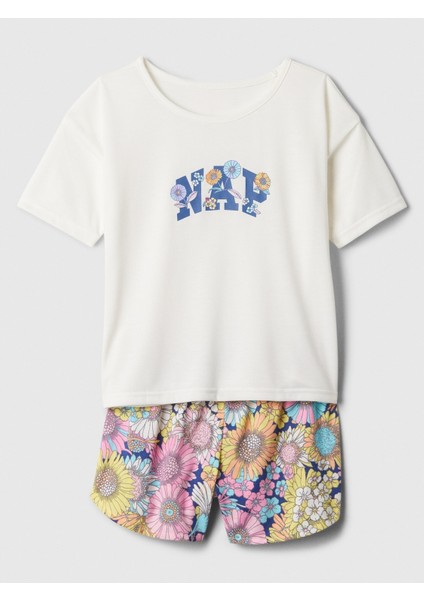 Kız Çocuk Pembe Çiçek Desenli Pijama Takımı