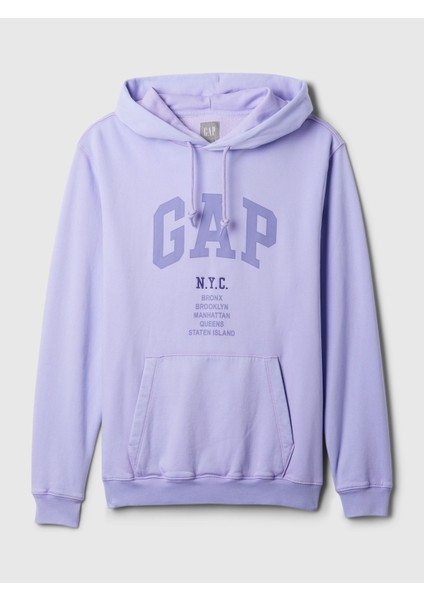 Erkek Lila Gap Logo Fransız Havlu Kumaş Sweatshirt