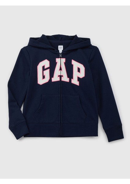 Kız Çocuk Lacivert Gap Logo Fransız Havlu Kumaş Sweatshirt