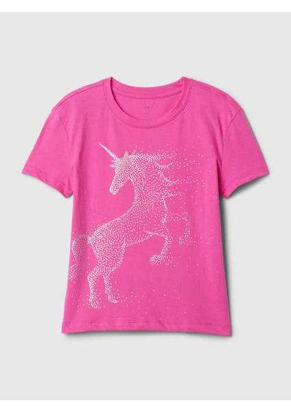 Kız Çocuk Pembe Grafikli T-Shirt