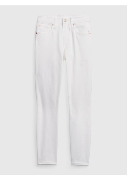 Kadın Beyaz Mid Rise True Skinny Jean Pantolon