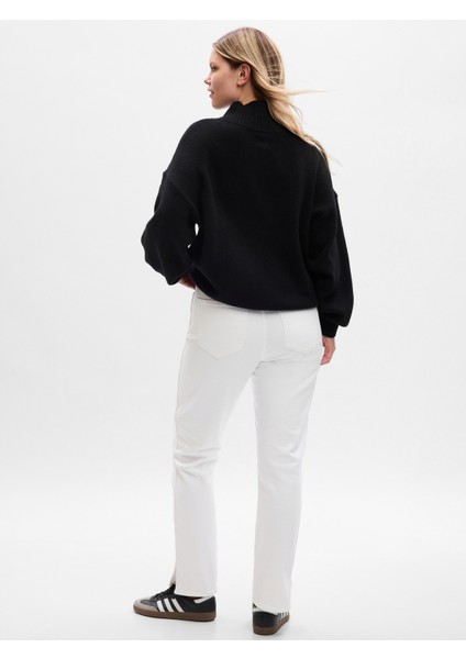 Kadın Beyaz High Rise Vintage Slim Jean Pantolon