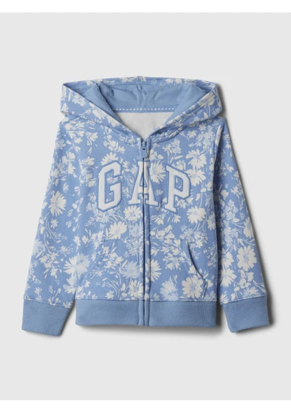 Kız Bebek Mavi Gap Logo Fermuarlı Fransız Havlu Kumaş Sweatshirt