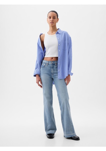 Kadın Mavi High Rise '70S Flare Jean Pantolon