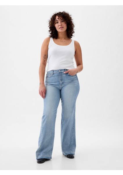 Kadın Mavi High Rise '70S Flare Jean Pantolon