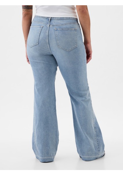 Kadın Mavi High Rise '70S Flare Jean Pantolon