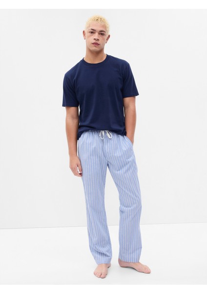 Erkek Koyu Mavi Woven Pijama Altı