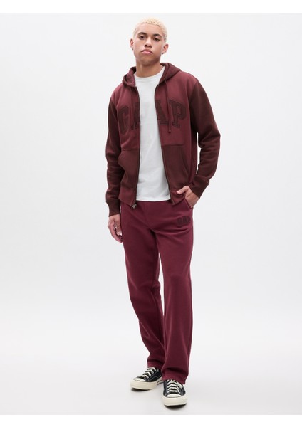 Erkek Bordo Gap Logo Straight Leg Fleece Eşofman Altı