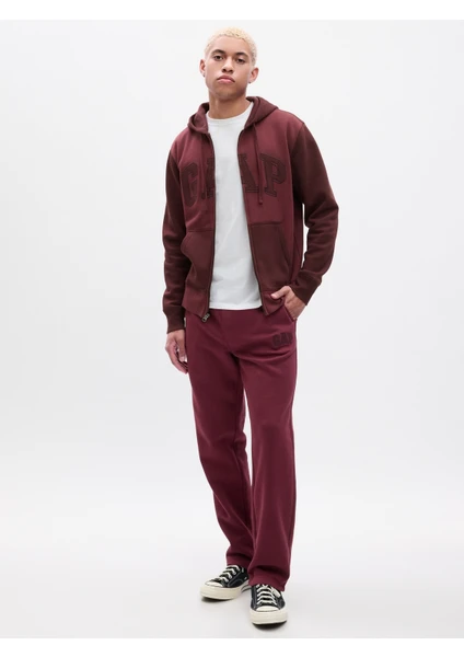 Erkek Bordo Gap Logo Straight Leg Fleece Eşofman Altı